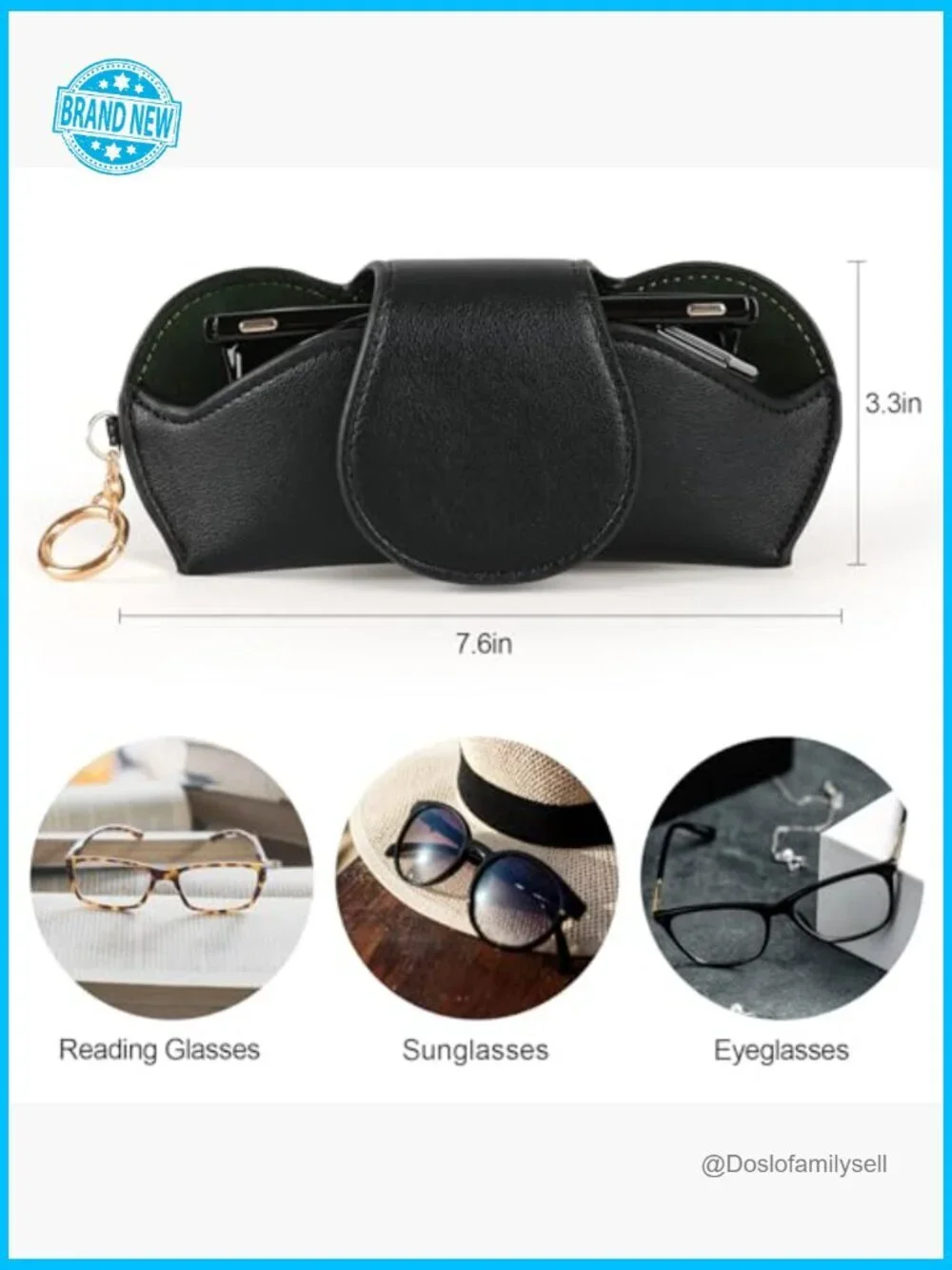 Leather Sunglasses Case with Magnetic Clip Car Visor Organizer Portable